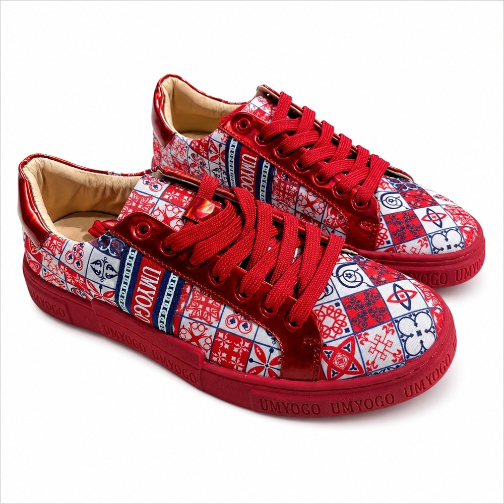 UMYOGO 41 Red Graphic‎ Print Fashion Sneakers Lace Up Casual Shoes Women's  9.5